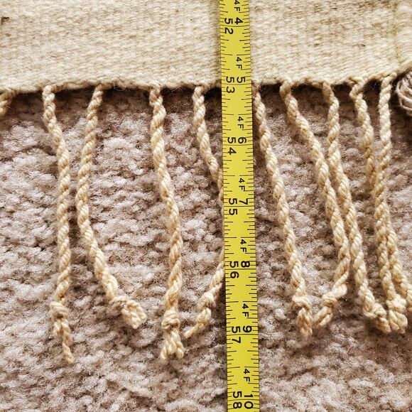 70s Mexican Owl Rug Wall Tapestry Boho Neutral Beige Mauve Hippie Art Decor VTG - Picture 5 of 8